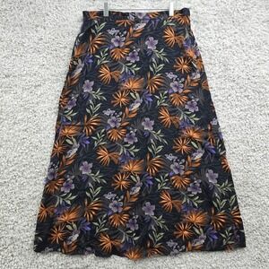 Sag Harbor Floral Maxi Skirt Womens Medium Black Orange Tropical Rayon‎